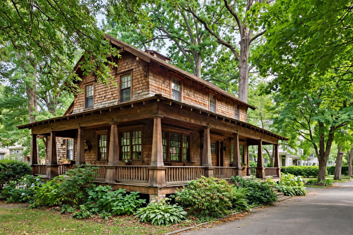 Historic arts-and-crafts house with a wide porch in Claymont