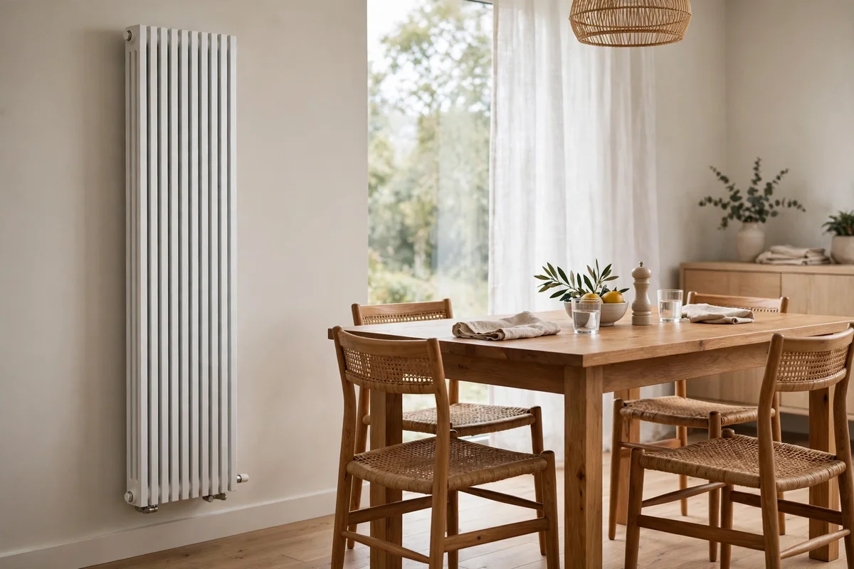 Column radiator in a Claymont dining room
