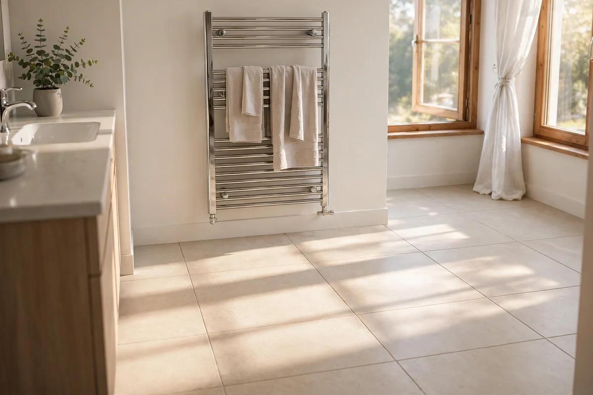 Radiant heated floor in a Hockessin bathroom